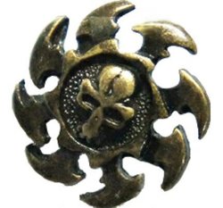 Cross Bronze Throwing Star Ninja Skull Metal Pin Badge