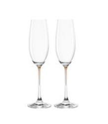 Clear Champagne Glass With Chestnut Brown Stem La Perla Set Of 2