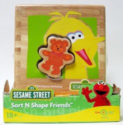 Foreign Accents Ltd. Sort N Shape Friends Wooden Cube Elmo Big Bird