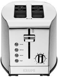 Krups KH732D50 2-SLICE Toaster Stainless Steel Toaster 5 Functions With Cancel Toasting Defrost Reheat And Bagel Cord Storage Silver
