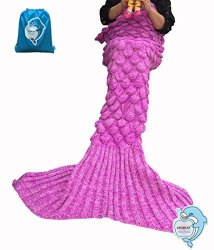 Laghcat Big Mermaid Tail Blanket And Mermaid Tail Blanket Crochet Thick Adult children Sleeping Blanket. Light Pink