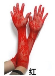Lace Half Arm Gloves In Red