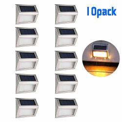 Bjour Solar Step Lights Warm White Outdoor Stair Light Wireless LED Deck Lamp Waterproof For Pathway Yard Fence 10 Packs