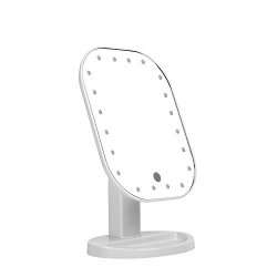 Anself 20 LED Light Square Vanity Desk Stand Makeup Mirror Abs Touch Screen