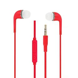 PH26 Red Audio In-ear Earphones In Silicone Ultra Comfort Noise Isolating With Volume Control And Microphone For Hisense Infinity H30 Lite