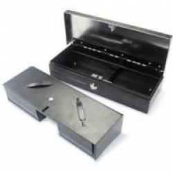 MAKEN Flip Top Cash Drawer 24V Black W stainless Steel Top Epson RJ11 Printer Kick Removable adjustable Cash Tray 6-BILL 8