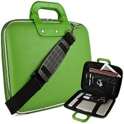 Vegan Leather Betty Cube Carrying Green Shoulder Bag W Handles For Toshiba 14" To 15.6" Laptop Ultrabook PC Satellite Tecra