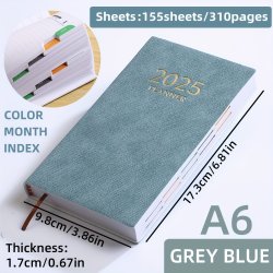 2025 A6 Daily Planner: 155 SHEETS 310 Pages Color Month Index Thick 1.7CM Suitable For School & Daily Life