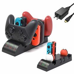 Fastsnail Multi-function Charging Dock For Nintendo Switch Pro Controller 6 In 1 Controller Charging Station For Joy-con Pok Ball Plus And Switch Pro Controller