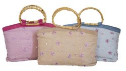Fino 3 Piece Suede Bamboo Handle Handbag