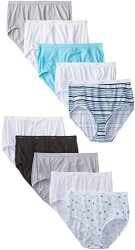 BY Hanes PW40AD Womens Cotton Brief 10-PACK Assorted 12