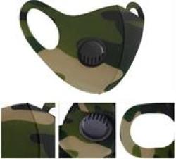 Reusable 3D Structured Unisex Dual Layer Face Masks With Breath Valve Colour Camo Military Green-masks Are Washable Reusable And Can Be Folded For