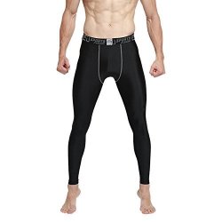 Eu Men's Compression Tight Pants Base Layer Running Leggings Black Medium