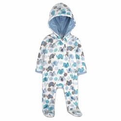 Baby Footed Fleece Jumpsuit Pram Suits Warm Fuzzy Hooded Snowsuits For Boys Girls 0-3 6-9 Months Elephant Print 6 Months