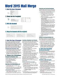 Microsoft Word 2013 Mail Merge Quick Reference Guide Cheat Sheet Of Instructions Tips & Shortcuts - Laminated Card