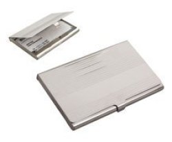 Silver Heavy Duty Metal Business Card Holder Stripe 9.5X6
