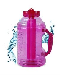 Cool Gear 75 Oz Ez Freeze Water Bottle W Handle Straw And Ice Pack Pink