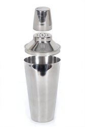 CucinaPrime Professional Stainless Steel Bar Shaker Set 28 Ounce 3 Piece Cup Strainer And Cap