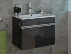 Black Wall Cabinet And Basin -600MM