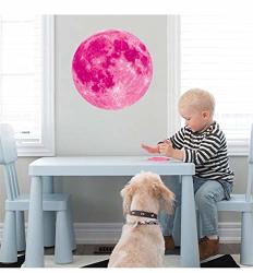 HONG111 Kids Room Illouminate Moon Stars Glow In The Dark Sticker Night Luminous Room Wall Decal Stickers Pink