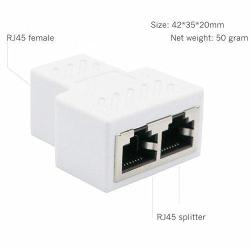 RJ45 Splitter Adapter Akwor 1 To 2 Port USB To RJ45 Socket Adapter Interface Ethernet Cable 8P8C Extender Plug Lan Network Connector For CAT5