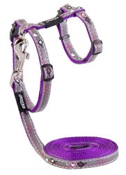 - 8MM Nightcat Cat Lead h-harness - Purple Budgies