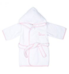 Bebedeparis 3 to 6 Month Baby Bathrobe in White & Pink