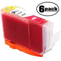 6-PACK Replacement Canon Pixma PRO9000 Mark II Printer Red Ink Cartridge - Compatible Canon CLI-8R Red Ink Tank