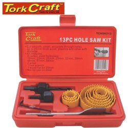 Tork Craft Holesaw Set 13PCE In Case Carbon Steel TCHSK013