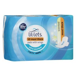 Lil-Lets Maxi Thick Pads Regular Scented 10