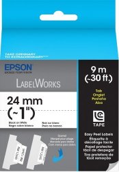 Epson Labelworks Folder Tab Easy Peel Label Tape Cartridge 1-INCH Black On White LC-6WBD9