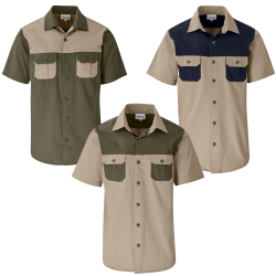 Mens Short Sleeve Serengeti 2-TONE Bush Shirt
