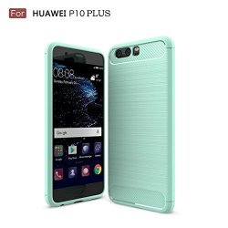 Huawei P10 Plus Case Wellci Soft Silicon Luxury Brushed Case With Texture Carbon Fiber Design Protection Cover For Huawei P10 Plus Green