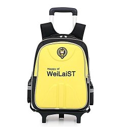 2 To 1 School Bag Wheeled Shoulder Backpack Removable Hand Trolley Nylon Waterproof Rolling Backpack Trolley Bags Yellow