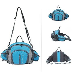 Nylon Waterproof Casual Outdoor Sport Cycling Travel Hiking Multifunctional High Capacity Shoulder Bag Backpack Waist Bag Handbag Sky Blue
