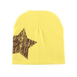 Cute Printed Stars Hat - Warm Cotton Unisex Beanie Cap - Yellow