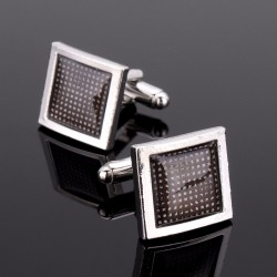 Men Grid Square Pattern Silver Alloy Cufflinks Wedding Party Gift Shirt Accessories