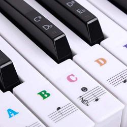Fashionroad Color Piano Stickers For Keys Removable Piano Key Labels Keyboard Letters For 49 61 76 88 Key Keyboards