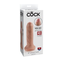 King Cock 6" Uncut Dildo Slide Back Lifelike Foreskin
