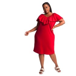 Donnay Plus Size T-Shirt Crinkle Knit Dress - Red