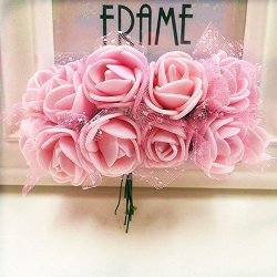 Artificial Flowers With Silk Rose Foam Bouquet Wedding Party Home Decoration Bouquet 144PCS 2CM Light Pink