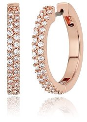 Kate Spade New York "pave Huggies" Save The Date Pave Huggies Clear rose Gold Drop Earrings