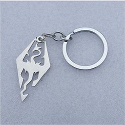 The Elder Scrolls Skyrim Dragon Logo Stainless Steel Keychain Pendant