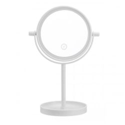 Mirror On Stand With 14 LED Lights White