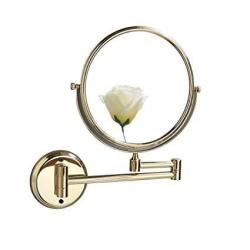 Rozin Wall Mounted Folding Bathroom Beauty Make Up Mirror 8-INCH Round 2 Sided 1X&3X Hairdressing Magnifer Gold Polished