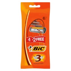 BIC 3 Sensitive Disposable Razors 6 Pack