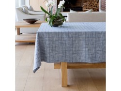 Linen House Navy Oxford Grid Tablecloth 10-SEATER