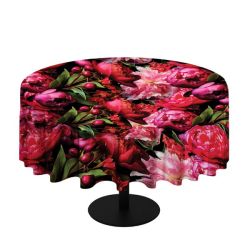 Shades Of Pink Peonies Round Tablecloth