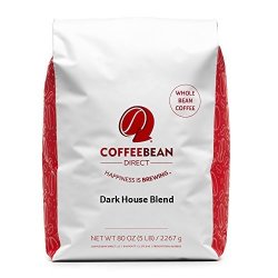 Coffee Bean Direct Dark House Blend Whole Bean Coffee 5-POUND Bag