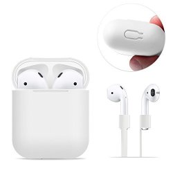 Airpods Case Protective Frtma Airpods Silicone Skin Case With Sport Strap For Apple Airpods Ivory White